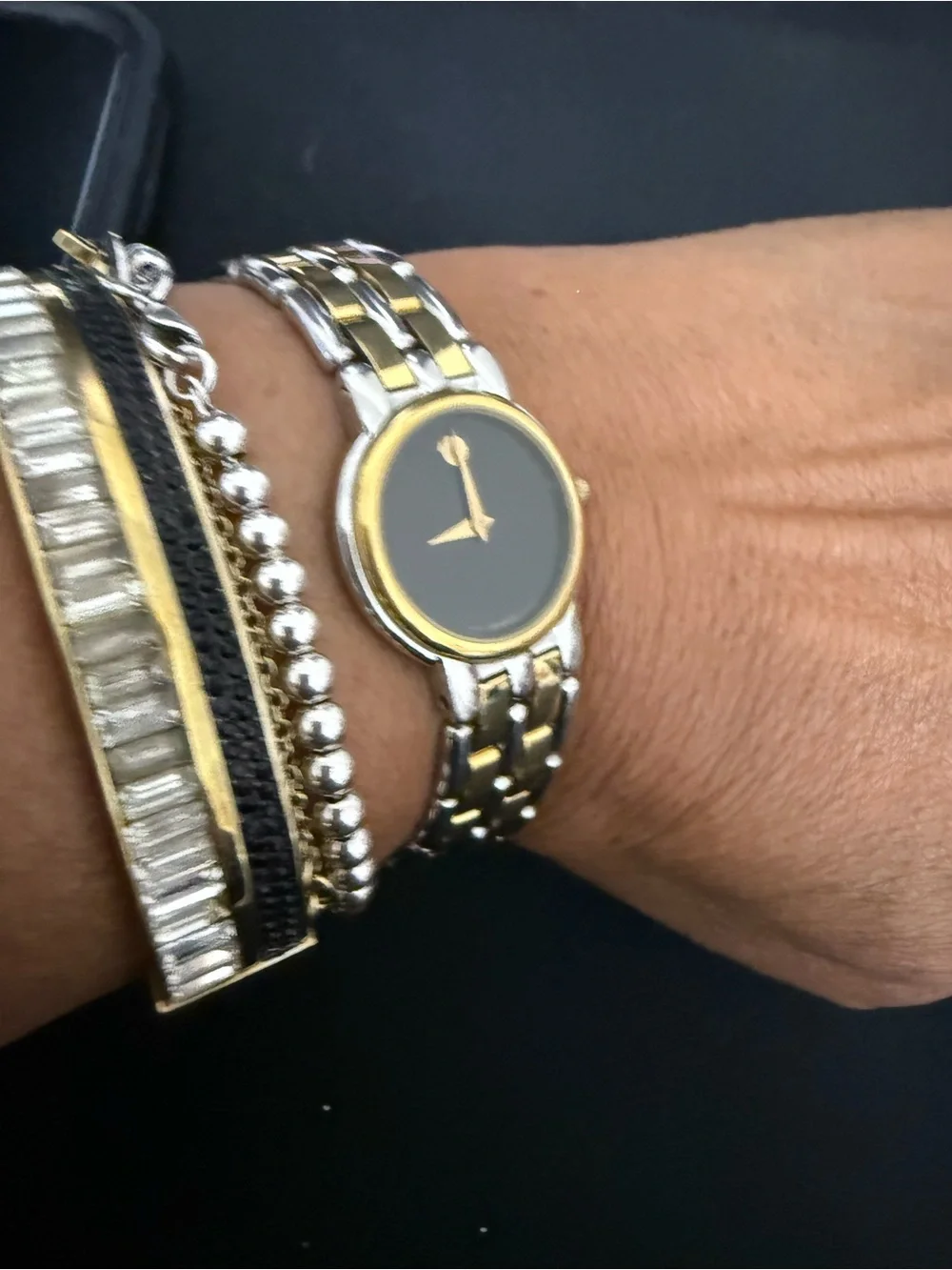 Movado Museum Classic Women’s Two Tone Watch Model 81 25 825C Runs VTG